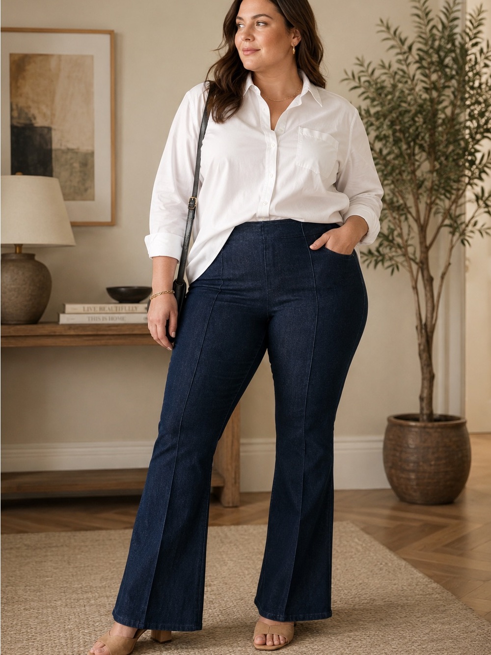 NWT SPANX Zero Waistband Micro Flare Jeans 2X Tall Raw Indigo 35” Inseam